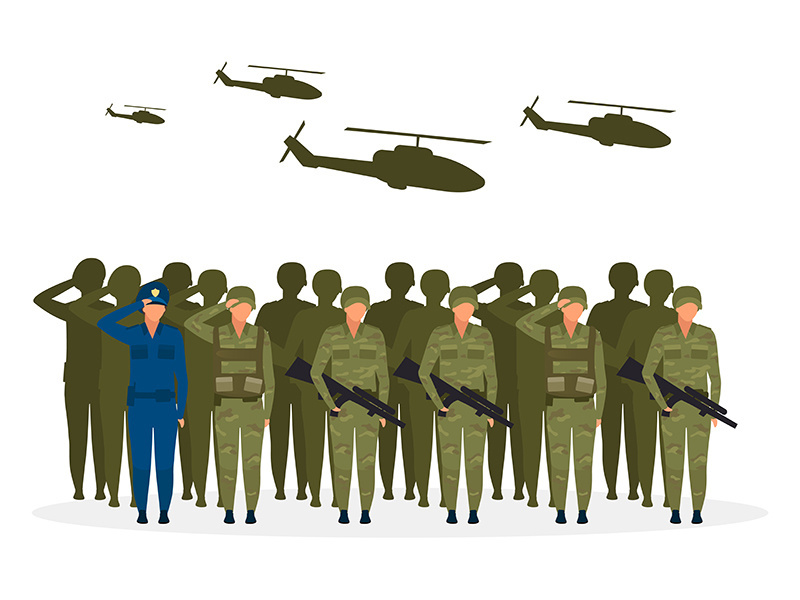 Military regime flat vector illustration