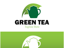 Tea cup logo vector design.Green tea vector logo template.