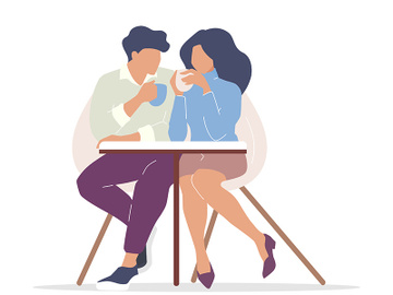 Couple drinking tea flat color vector faceless characters preview picture