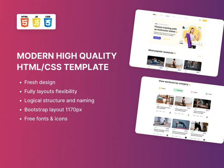 SkyFit -  Fitness Template Bootstrap Html CSS preview picture