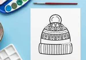 Hand-drawn Christmas knit hat with snowflake pattern for festive holiday season wear