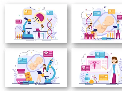 12 IVF or In Vitro Fertilization Illustration