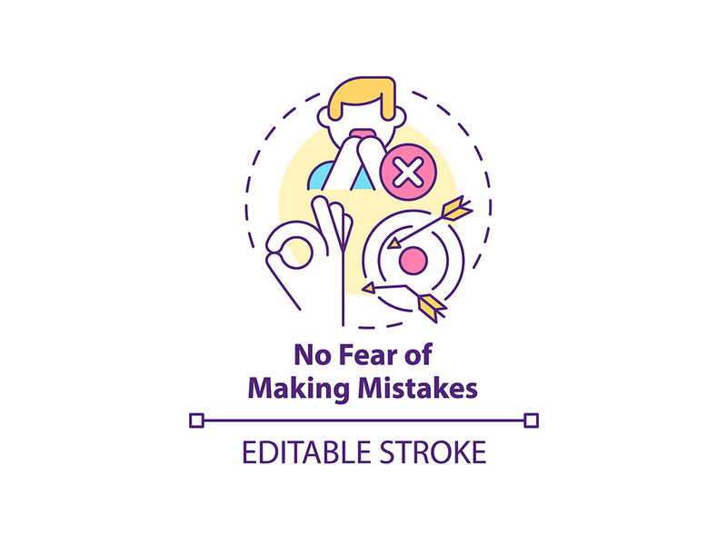 No fear of making mistakes concept icon