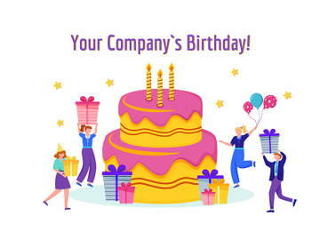 Company birthday celebration flat vector illustration preview picture