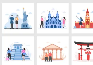 28 Travel Agency Around The World Vector Illustration