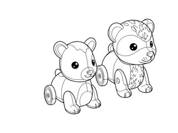 Cute teddy bears playing vector illustration flat design preview picture
