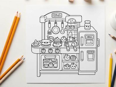 Cute kitchen appliances set flat design vector illustration