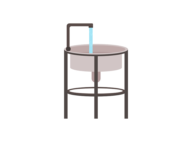 Sink with running water flat color vector object