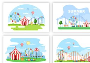 17 Summer Fair Carnival Landscape Playground Illustration