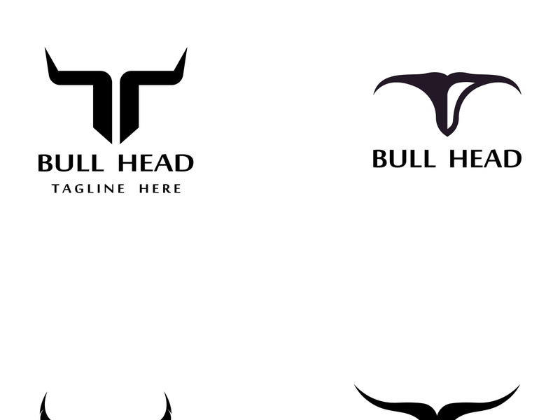 Retro vintage bull head horns logo design