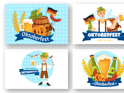 17 Happy Oktoberfest Beer Festival Illustration