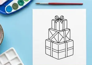 Tumpukan kotak hadiah Natal dengan pita dan dasi kupu-kupu untuk perayaan hari raya dan dekorasi meriah