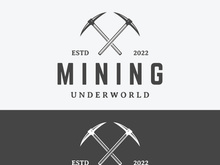 Pickaxe vintage design in retro style,concept for business,label,industrial or mining tool.
