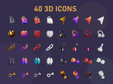 3D Interface rendering Icons preview picture
