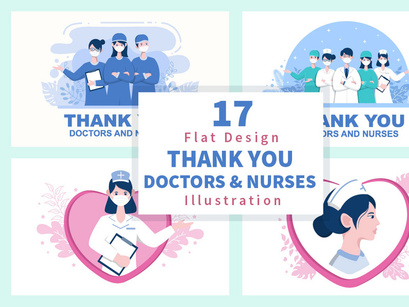17 Thank You Doctor and Nurse Thanksgiving Flat Design