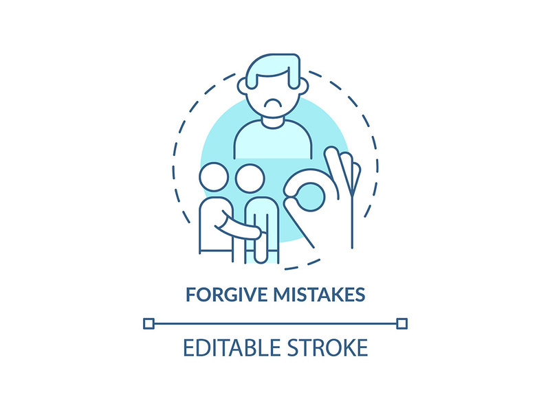 Forgive mistakes turquoise concept icon