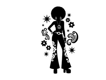 Retro silhouette of a woman with an afro hairstyle preview picture