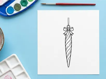 Ilustração vetorial de enfeite de árvore de Natal com elemento decorativo de laço pendurado.