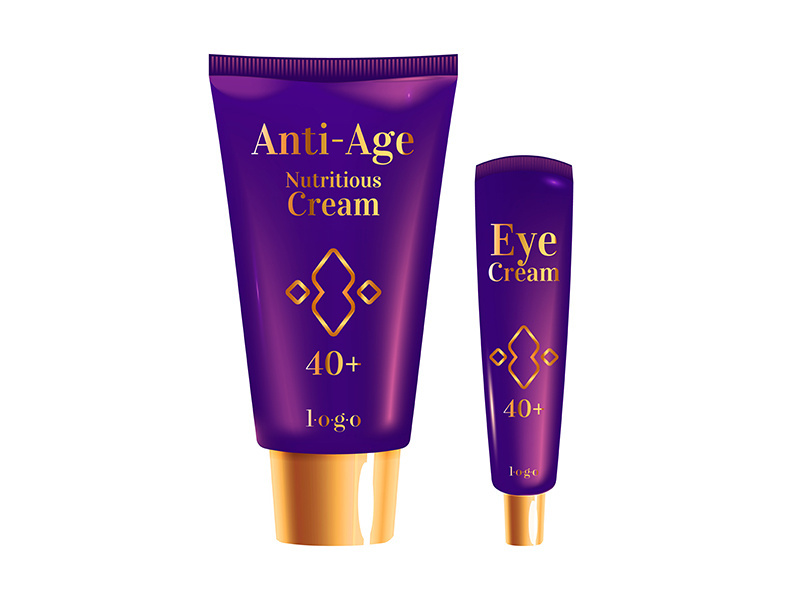 Purple anti-aging cream realistic product vector design