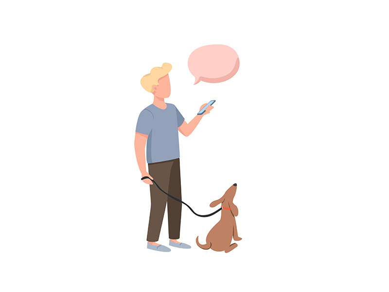 Dog owner flat color vector faceless character