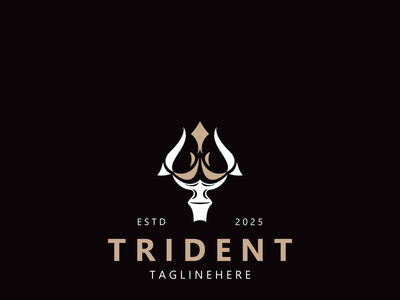 Trident Poseidon Logo, Spear Simple Vintage Template Design