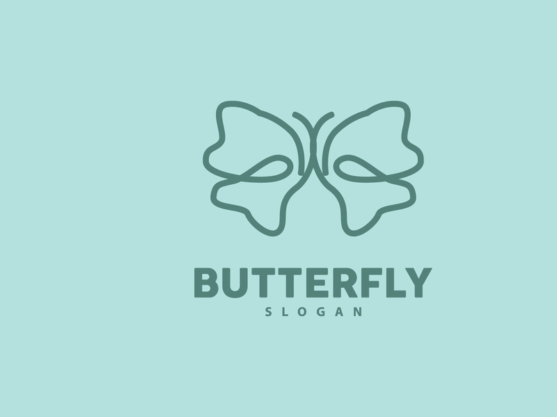Butterfly Logo Design Beautiful Flying Animal, Company Brand Icon Illustration