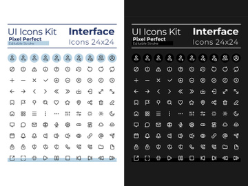 Minimalist and simple looking pixel perfect linear ui icons set preview picture