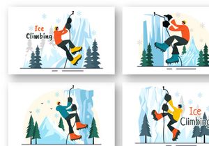 9 Ice Climbing Vector Illustration