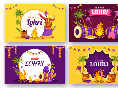 17 Happy Lohri Festival Illustration