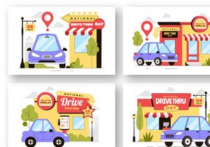 10 National Drive Thru Day Illustration
