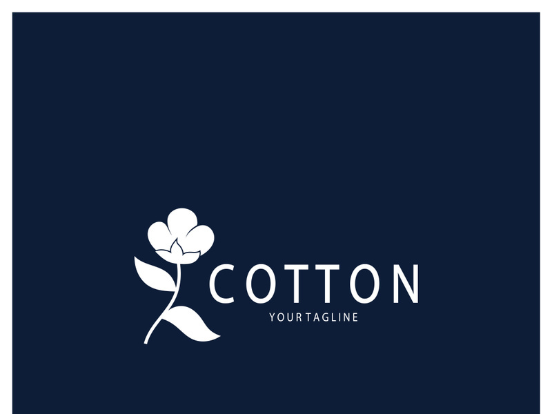 Soft natural organic cotton flower plant logo for cotton plantations, industries,business,textile,clothing and beauty,vector