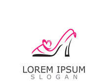 Women shoes logo design High heel fashion shop icon vector for business store