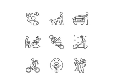 Employment opportunities linear icons set preview picture