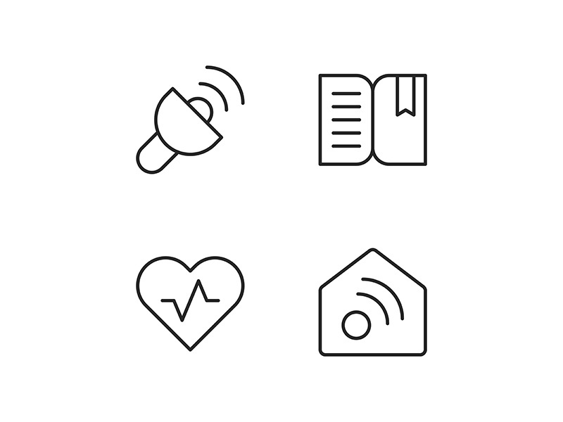 Mobile interface pixel perfect linear icons set