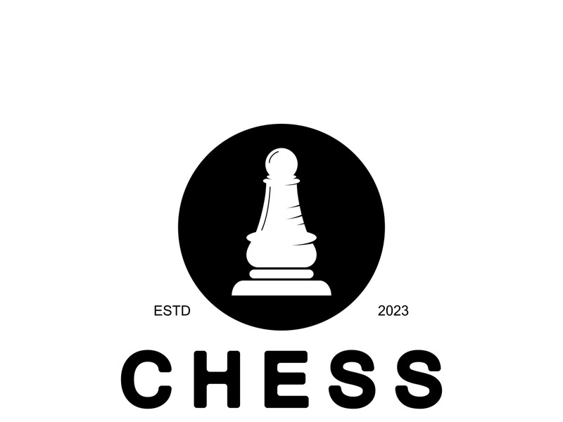 Chess strategy game logo with horse, king, pawn, minister and rook. Logo for chess tournament, chess team, chess championship, chess game application.