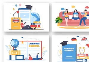 8 Language Learning School Illustration