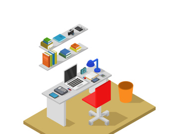 isometric office desk preview picture