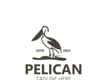 Pelican bird silhoutte vintage logo vector illustration template icon graphic design