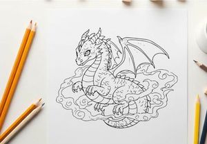 Cute baby dragon flying vector illustration art