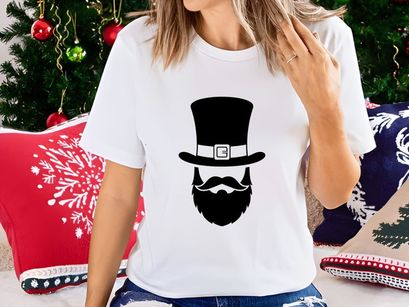 Black top hat and mustache icon isolated on white background