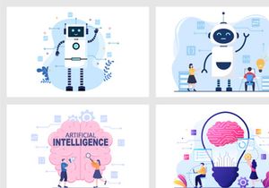 20 Artificial Intelligence Digital Brain Technology Vector Illustration