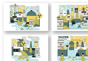 10 Water Pollution Vector Illustration