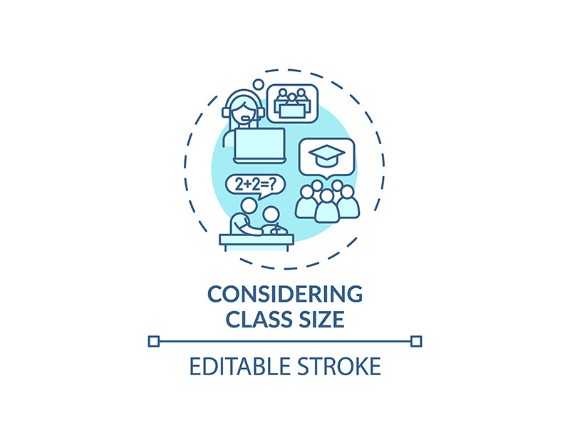 Considering class size concept icon