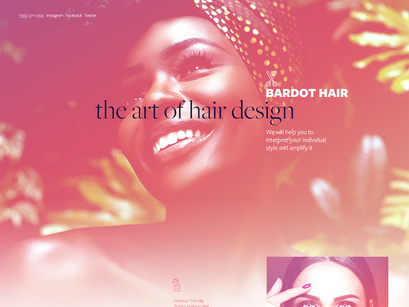 Bardot Hair Design Premium PSD Template (Landing Page)