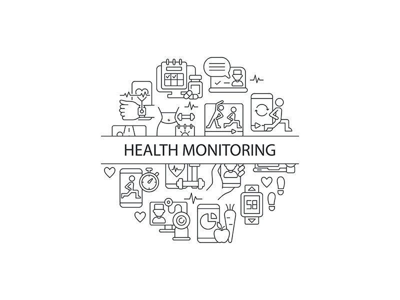 Health monitoring abstract linear concept layout with headline