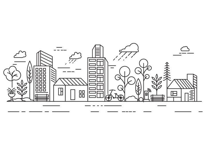 City Building Line art illustration