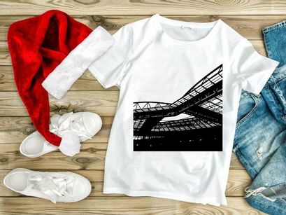 Black and white photograph of a large industrial or sports venue roof structure