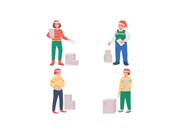 Christmas holiday delivery flat color vector character set preview picture