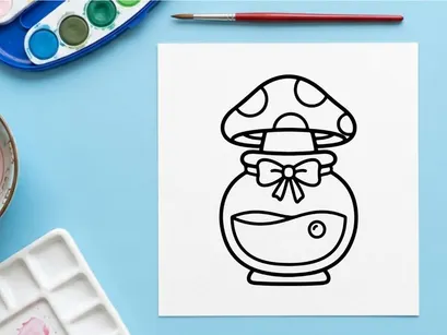 Cute cartoon mushroom salt shaker with sad face. Whimsical kitchen condiment container illustration for Halloween decor.