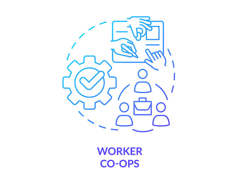 Worker co-ops blue gradient concept icon